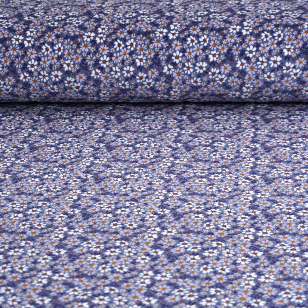 Nickistoff bedruckt Gänseblümchen fliederlila